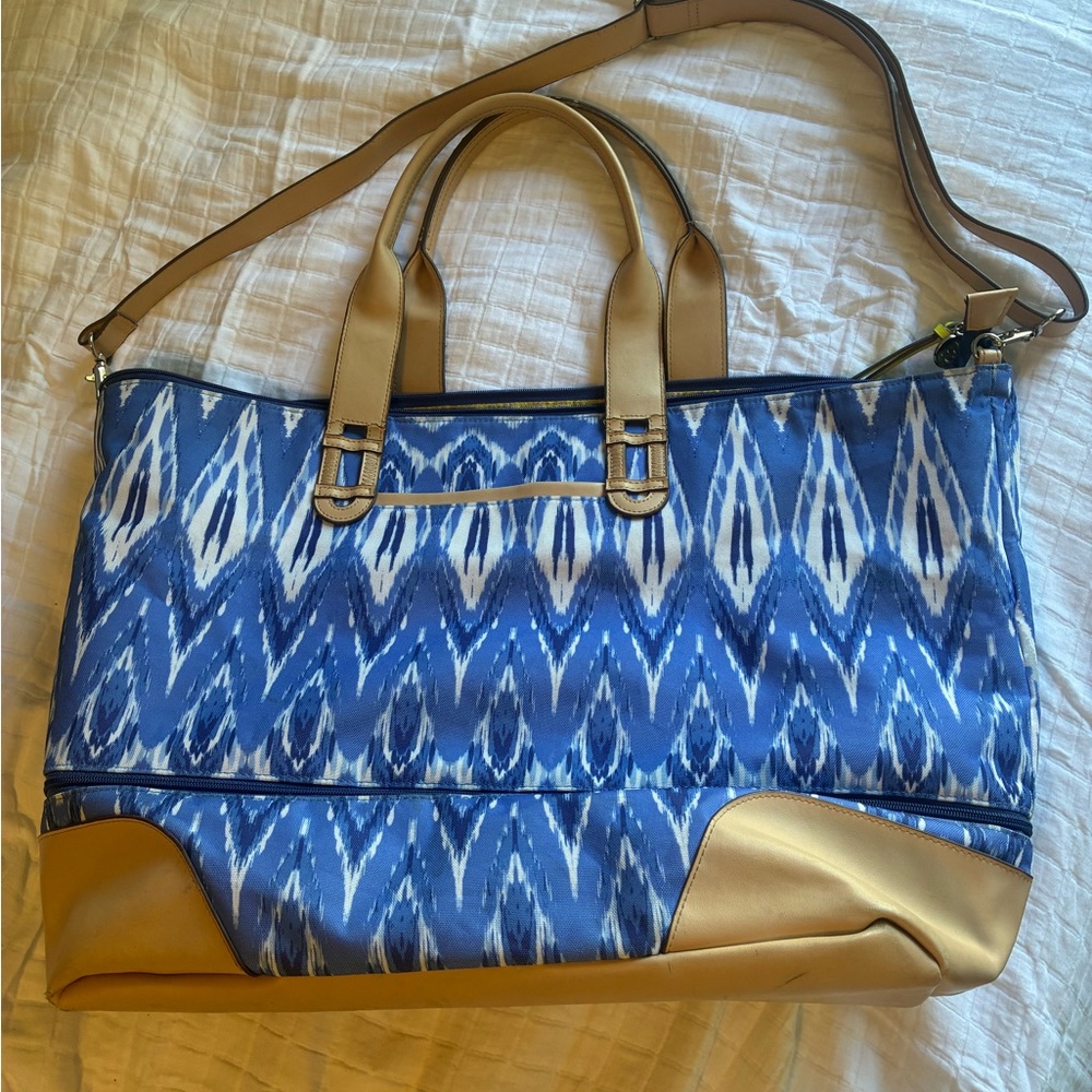 Stella & Dot Blue and Tan Tote Bag